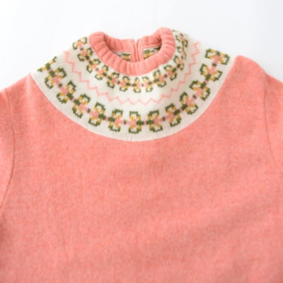 Handknit Handmade Coral Fair Isle Icelandic Fisherman  Knit Sweater - Picture 11 of 11